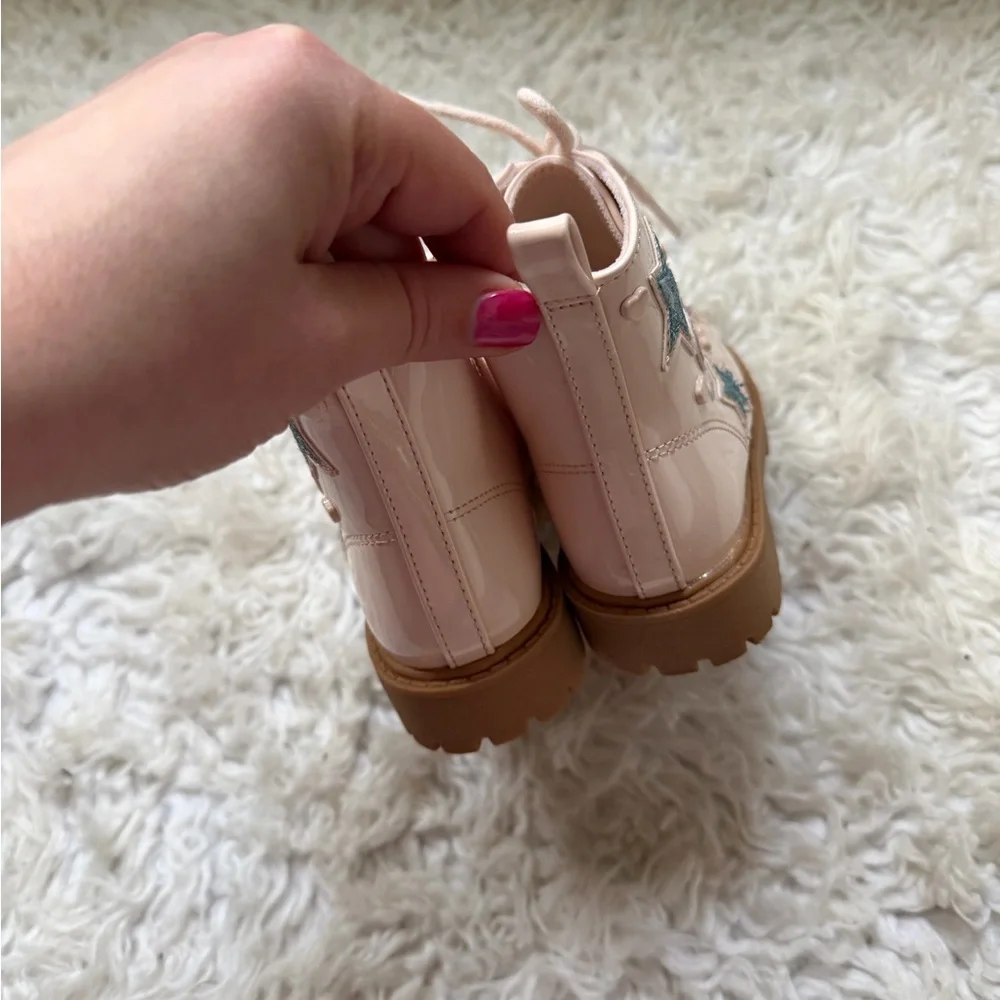 Kids Pink Star & Heart Lace-Up Boots